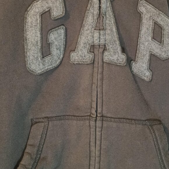 Gap Kids/Zip Hoodie/Kids M 8/Gray Textured Logo Pocket - Picture 3 of 7